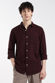 Dark Maroon Linen Shirt