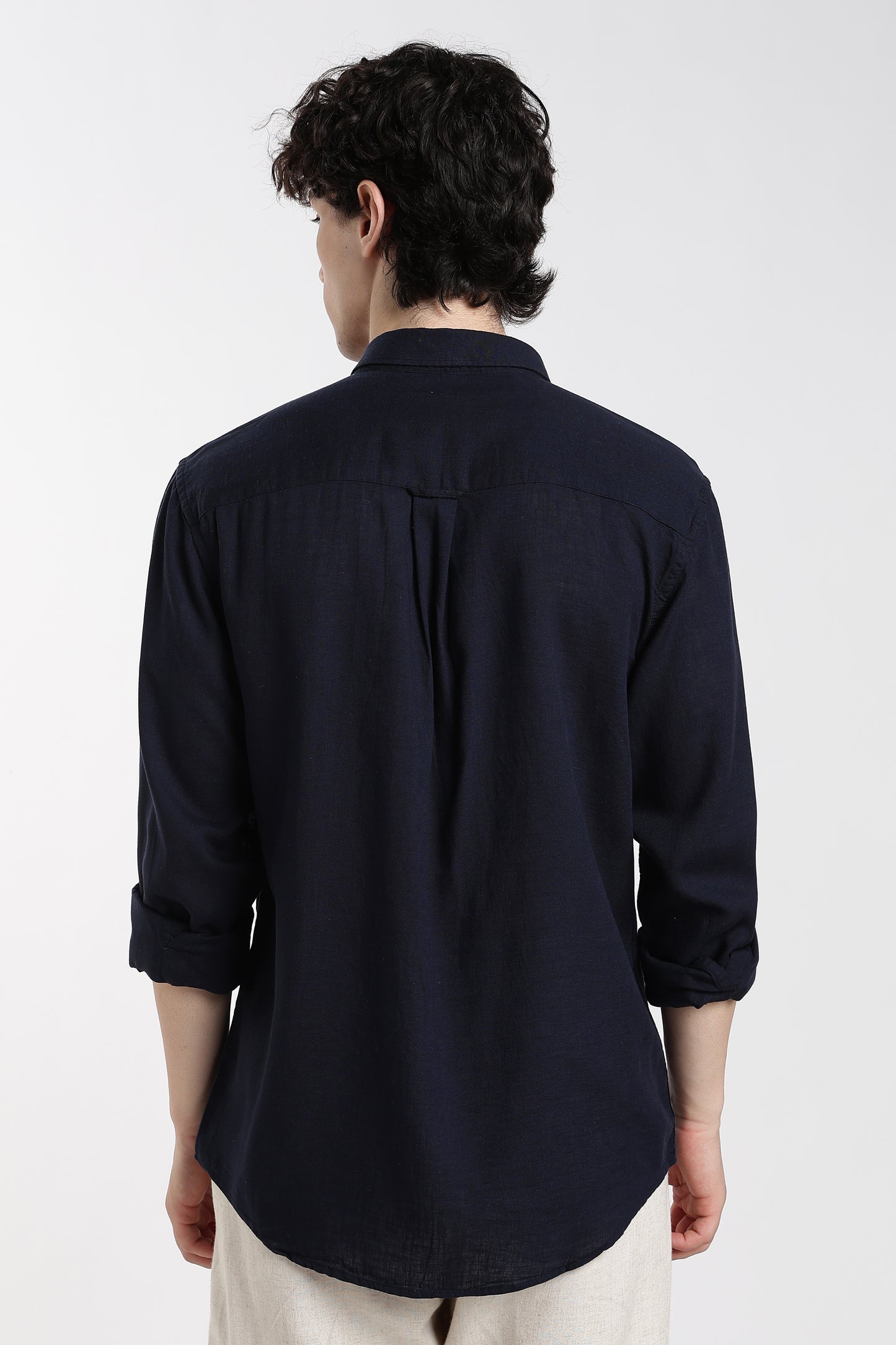 Navy Blue Linen Shirt