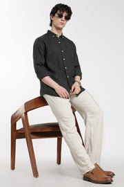 Men's Premium Linen Dark Forest Green Shirt