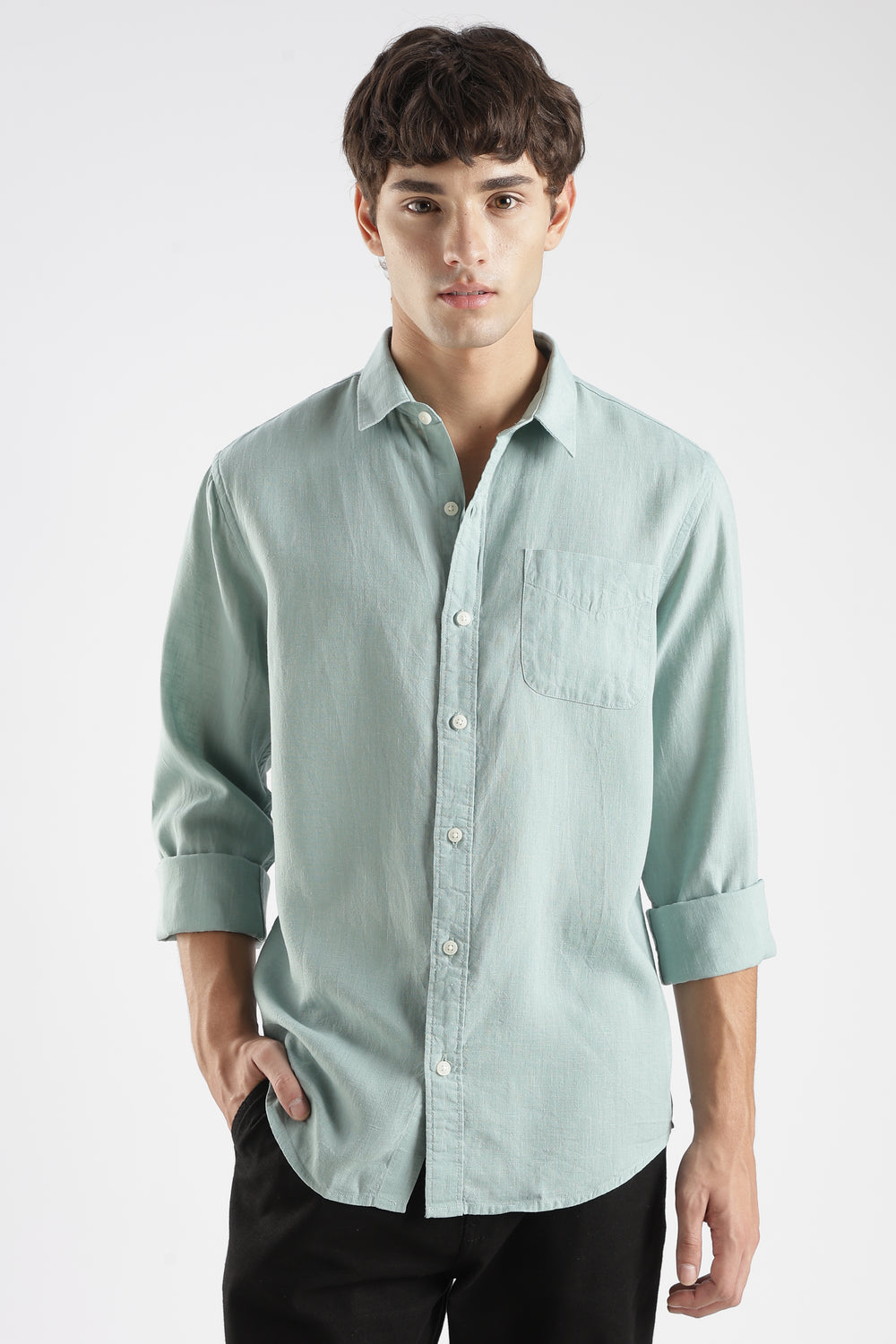 Men’s Premium Mint Green Linen Casual Shirt