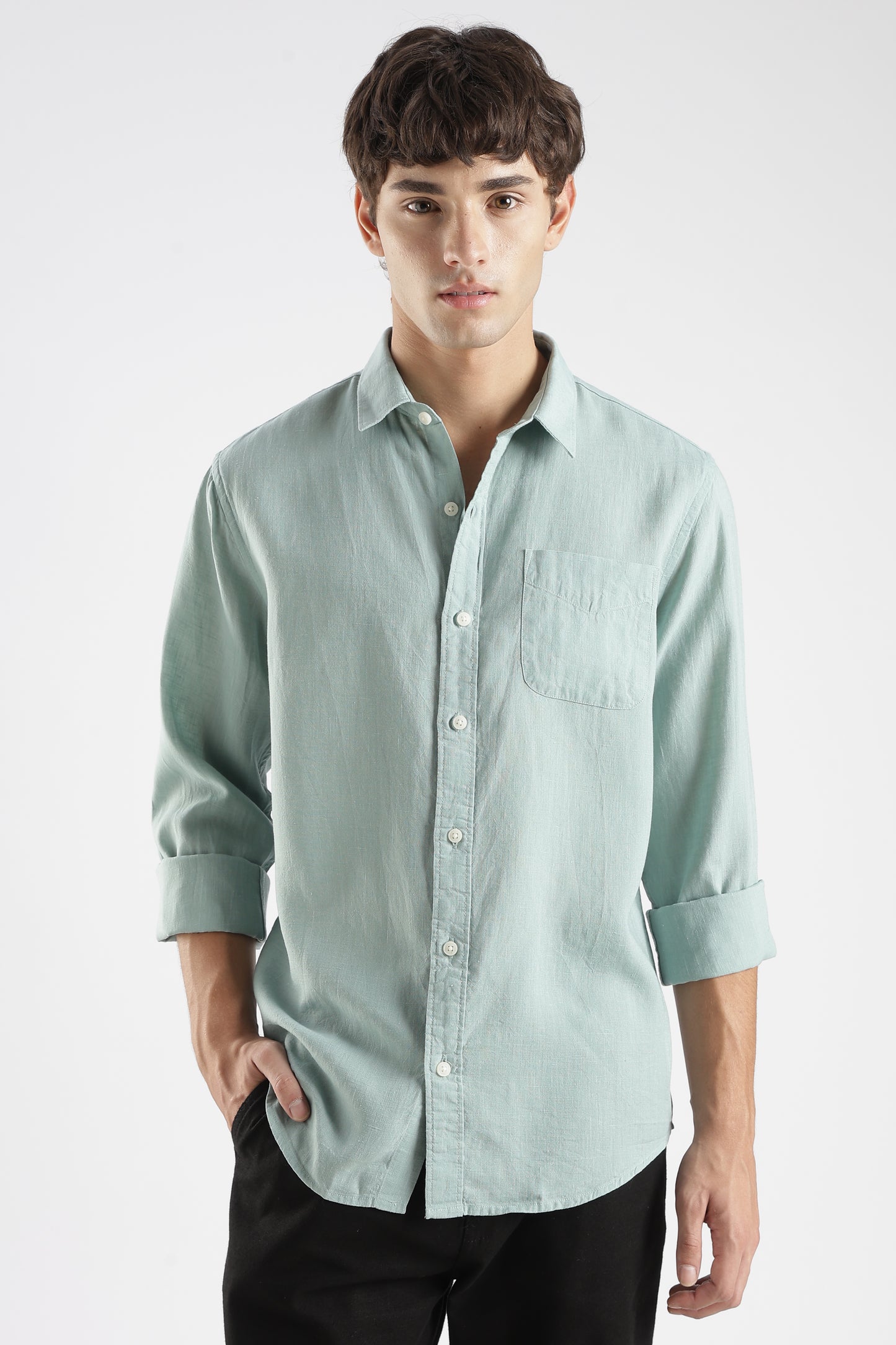 Men’s Premium Mint Green Linen Casual Shirt