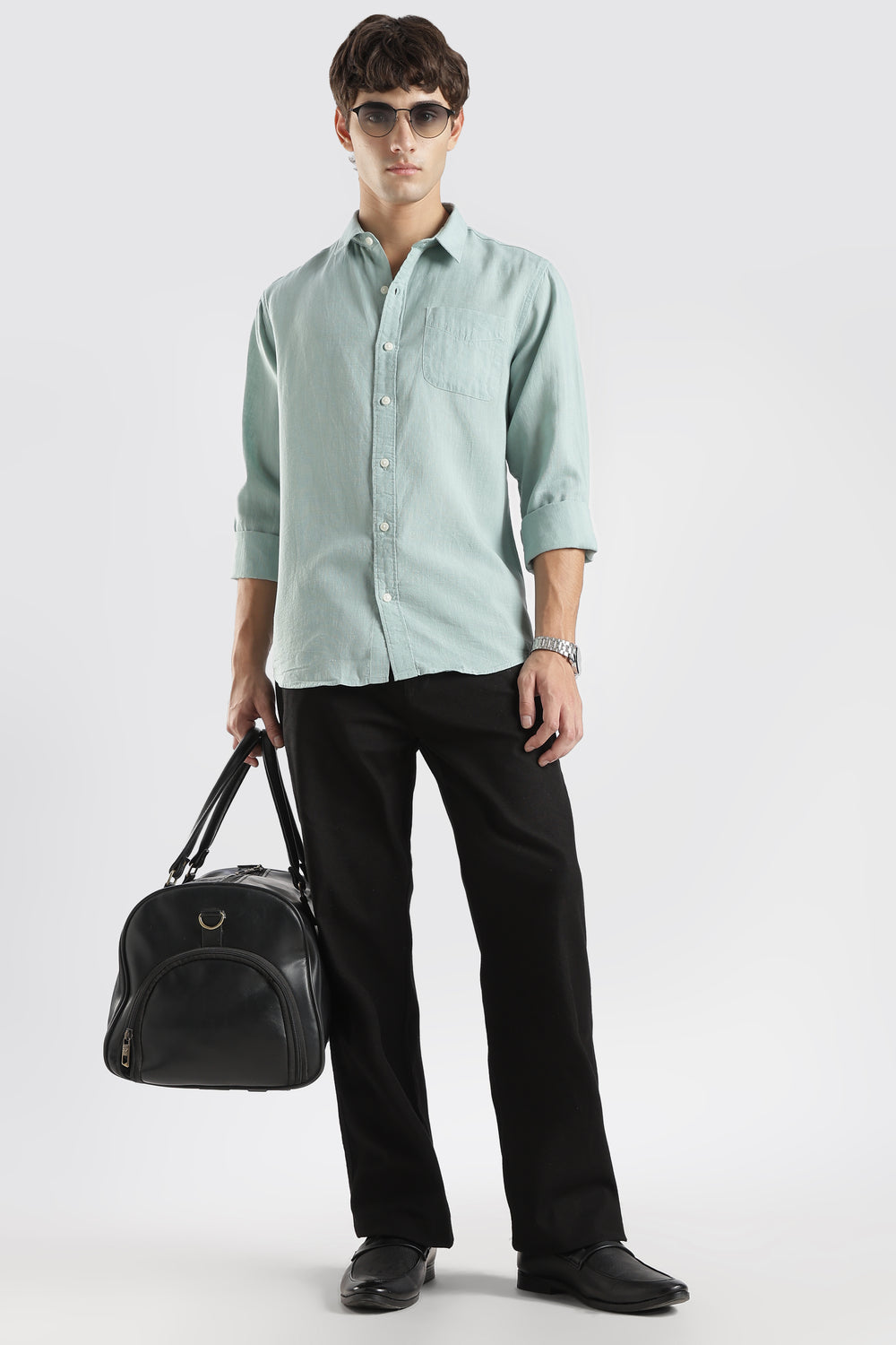 Men’s Premium Mint Green Linen Casual Shirt