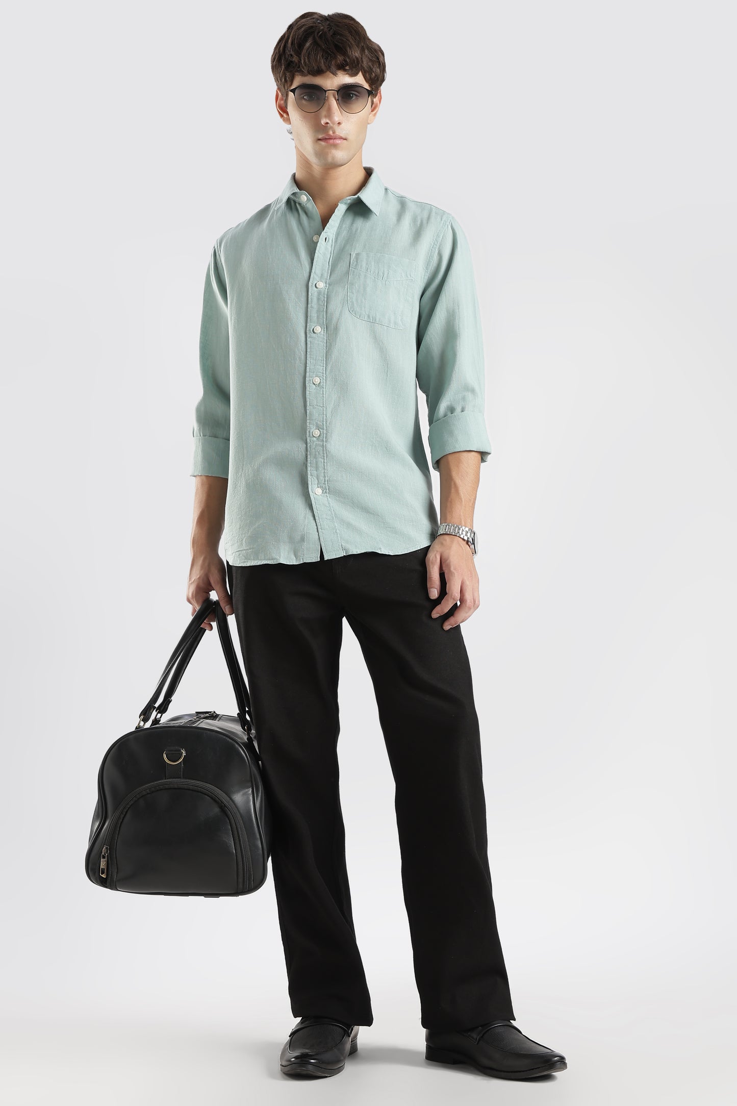 Men’s Premium Mint Green Linen Casual Shirt