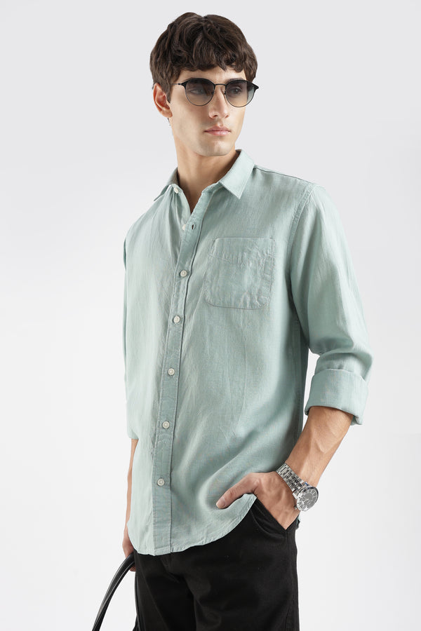 Men’s Premium Mint Green Linen Casual Shirt