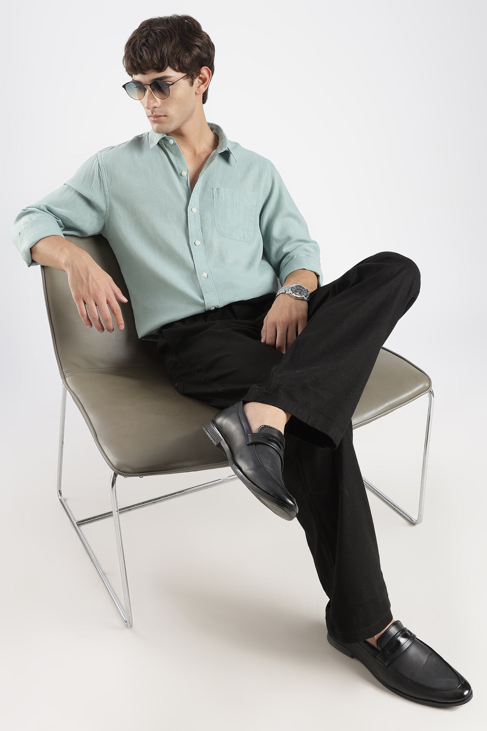 Men’s Premium Mint Green Linen Casual Shirt