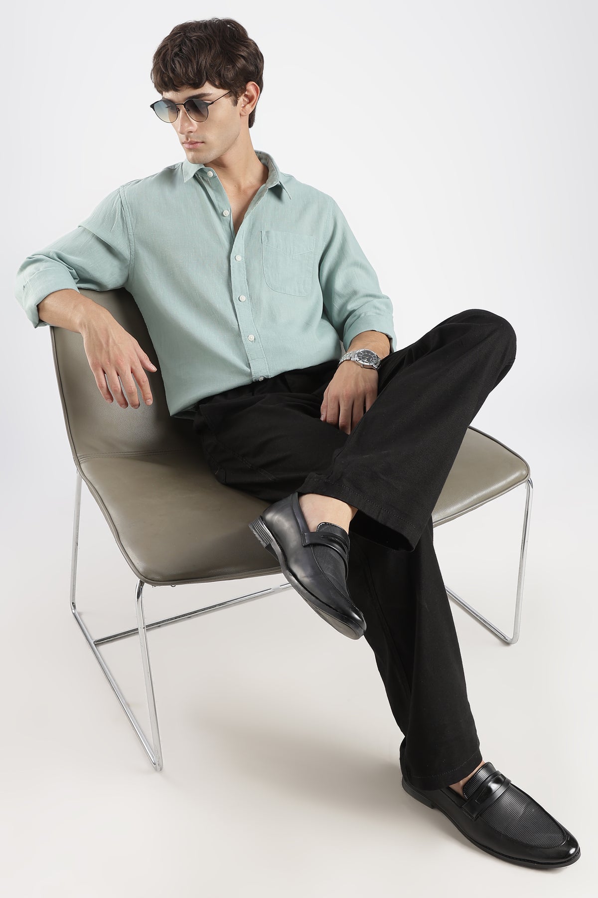 Men’s Premium Mint Green Linen Casual Shirt