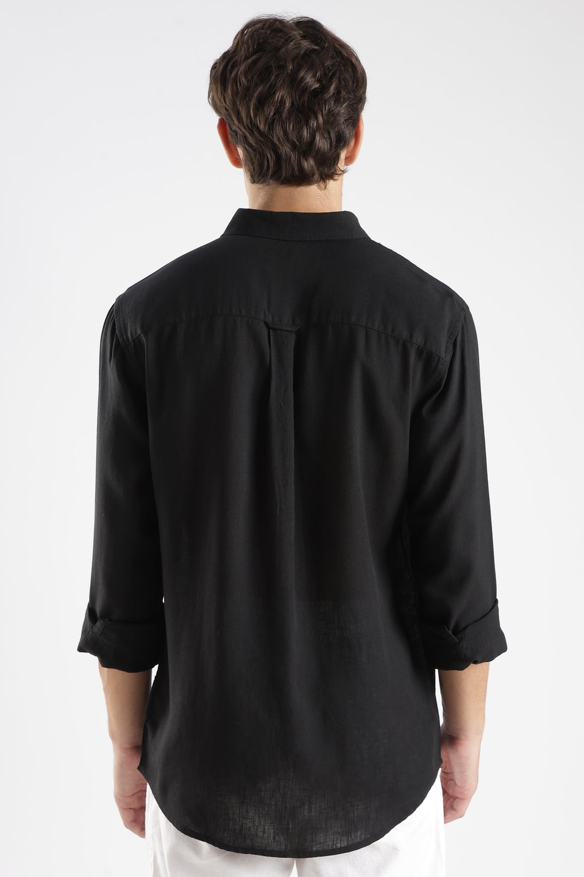 Men’s Classic Black Linen Casual Shirt