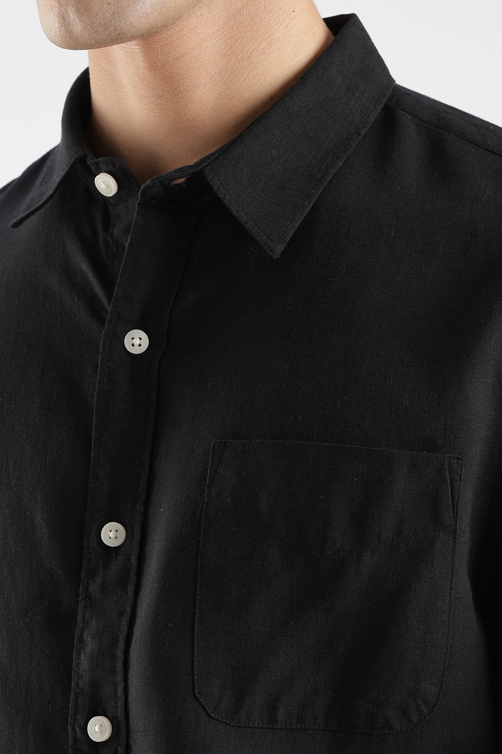 Men’s Classic Black Linen Casual Shirt
