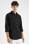 Men’s Classic Black Linen Casual Shirt