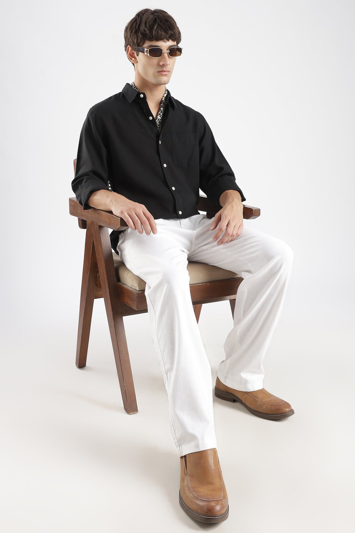 Men’s Classic Black Linen Casual Shirt