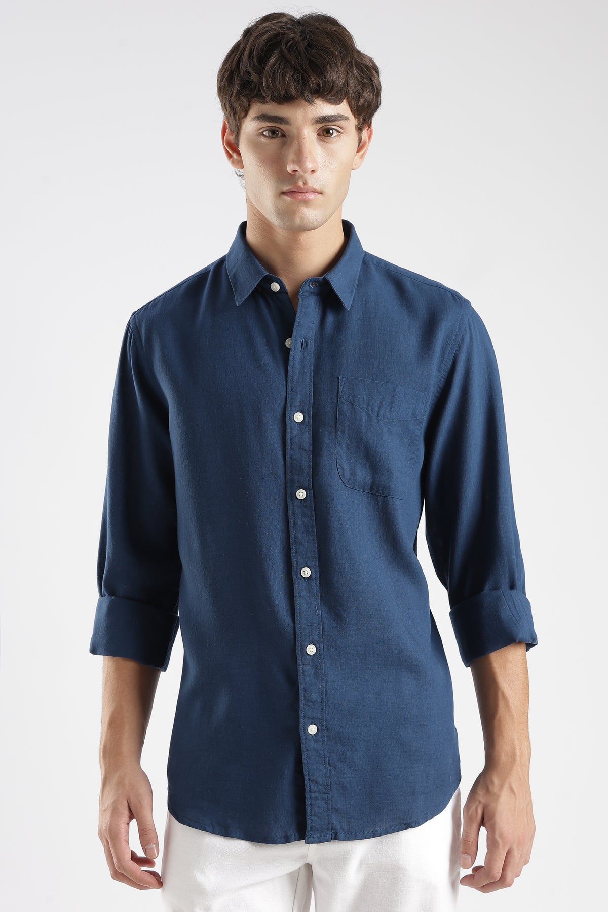 Men’s Premium Petrol Blue Linen Casual Shirt