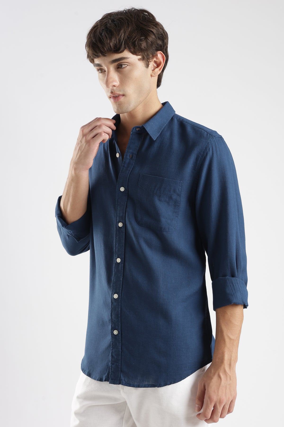 Men’s Premium Petrol Blue Linen Casual Shirt