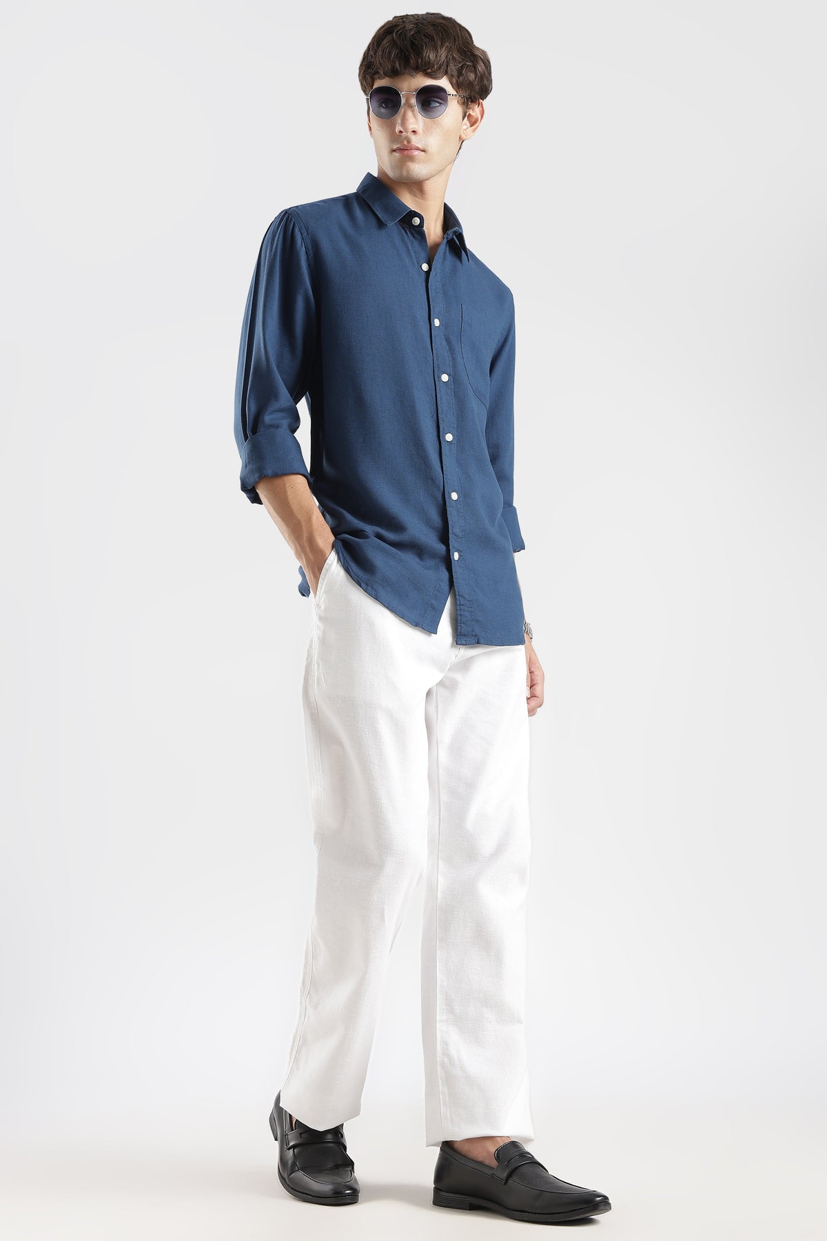 Men’s Premium Petrol Blue Linen Casual Shirt