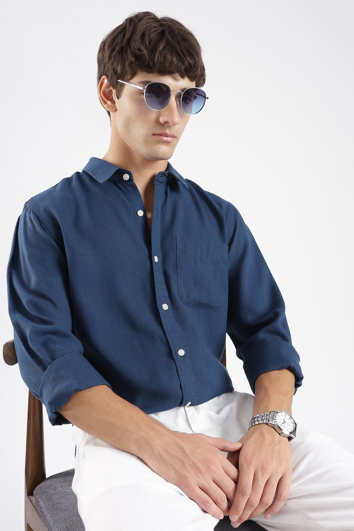 Men’s Premium Petrol Blue Linen Casual Shirt