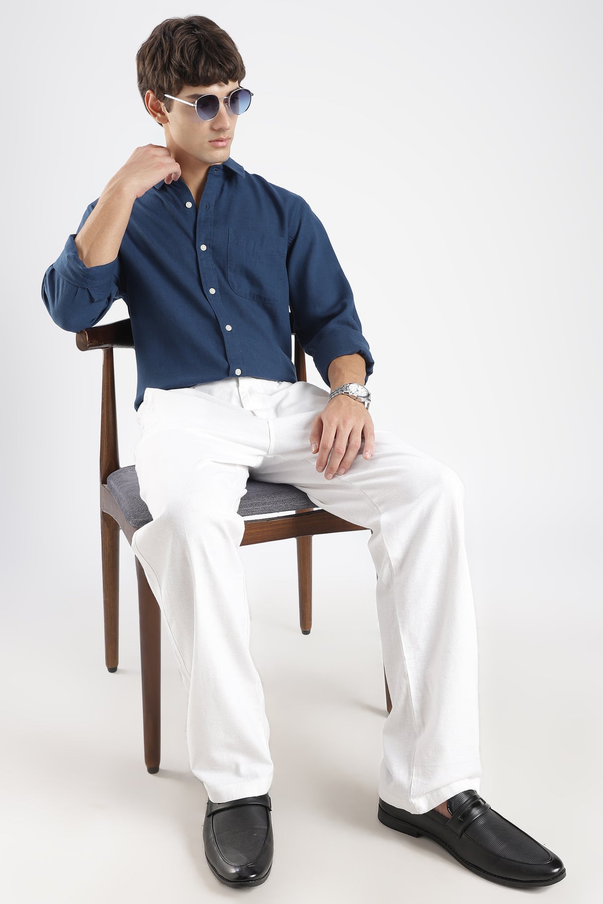 Men’s Premium Petrol Blue Linen Casual Shirt
