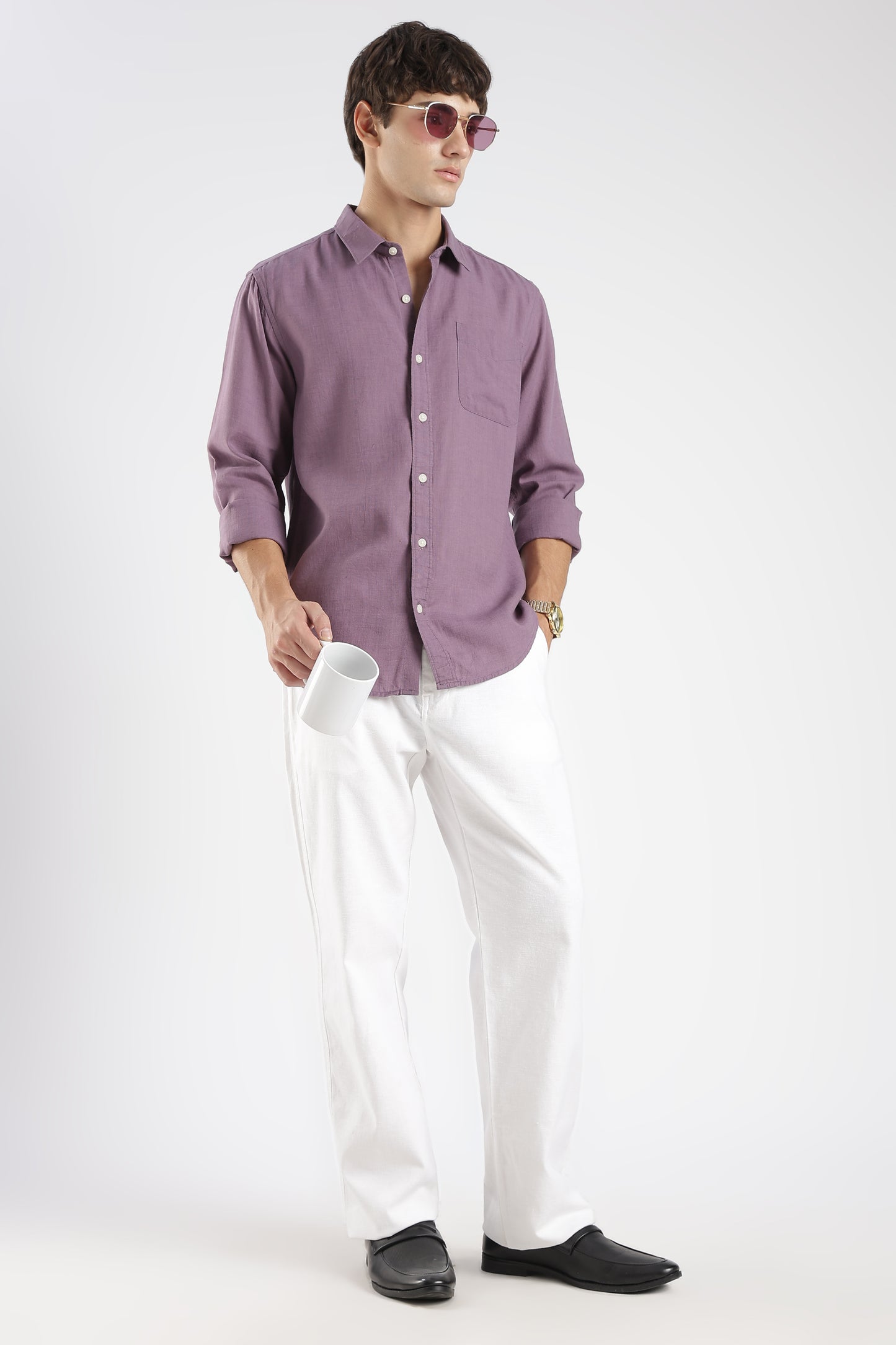 Dusty Purple Linen  Shirt