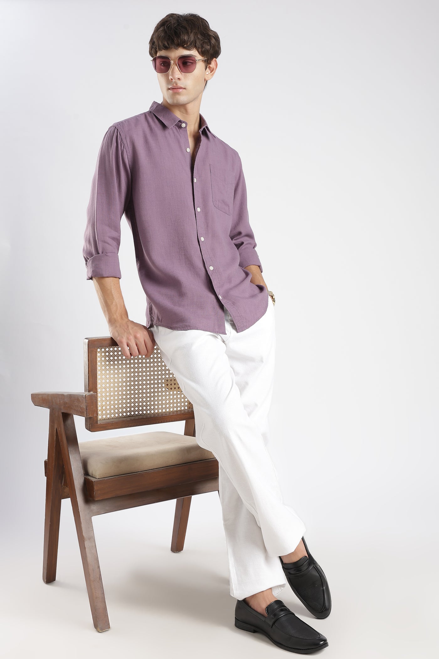 Men’s Premium Dusty Purple Linen Casual Shirt
