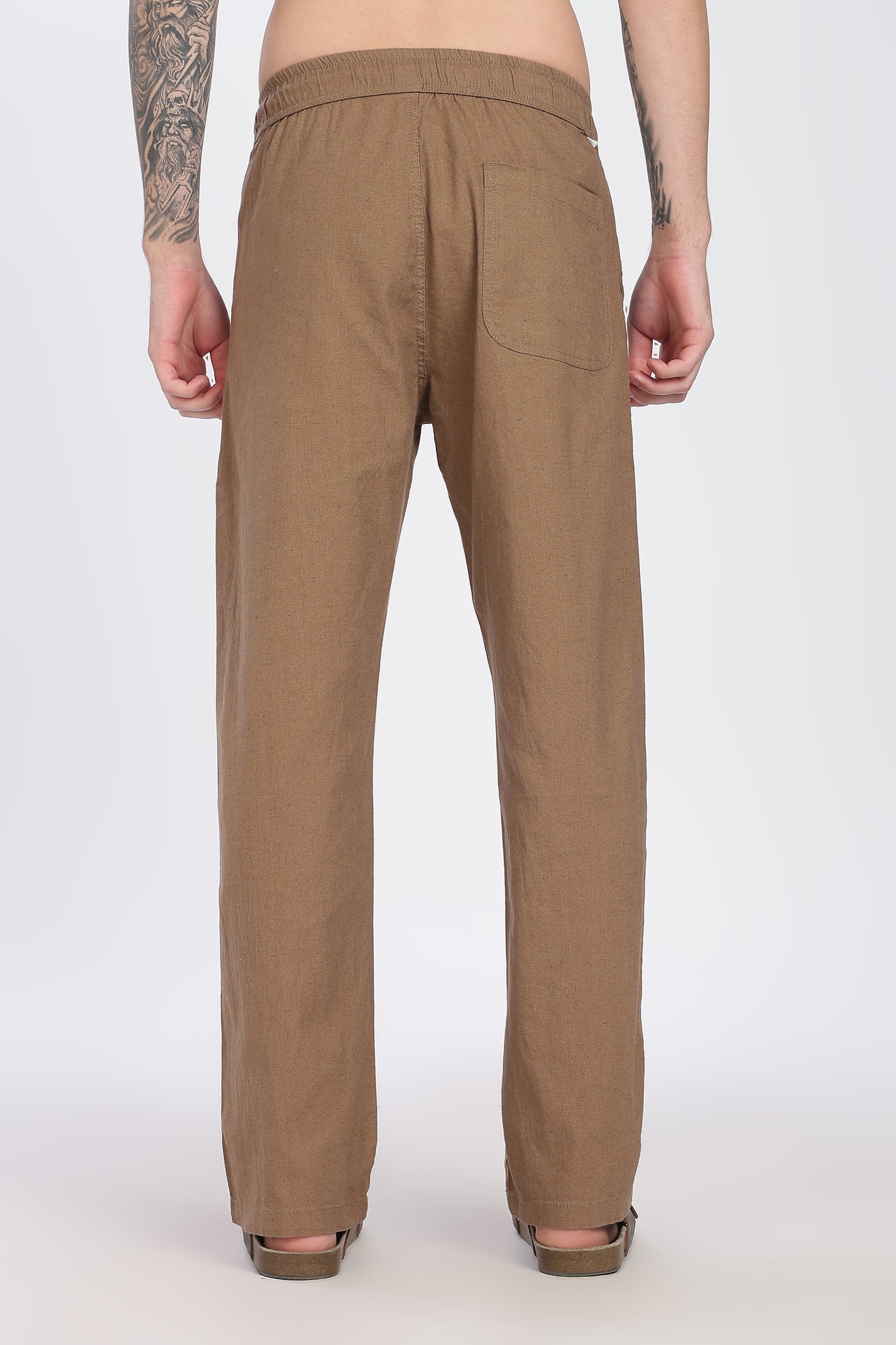 Men's Classic  Brown Linen Comfort Trousers