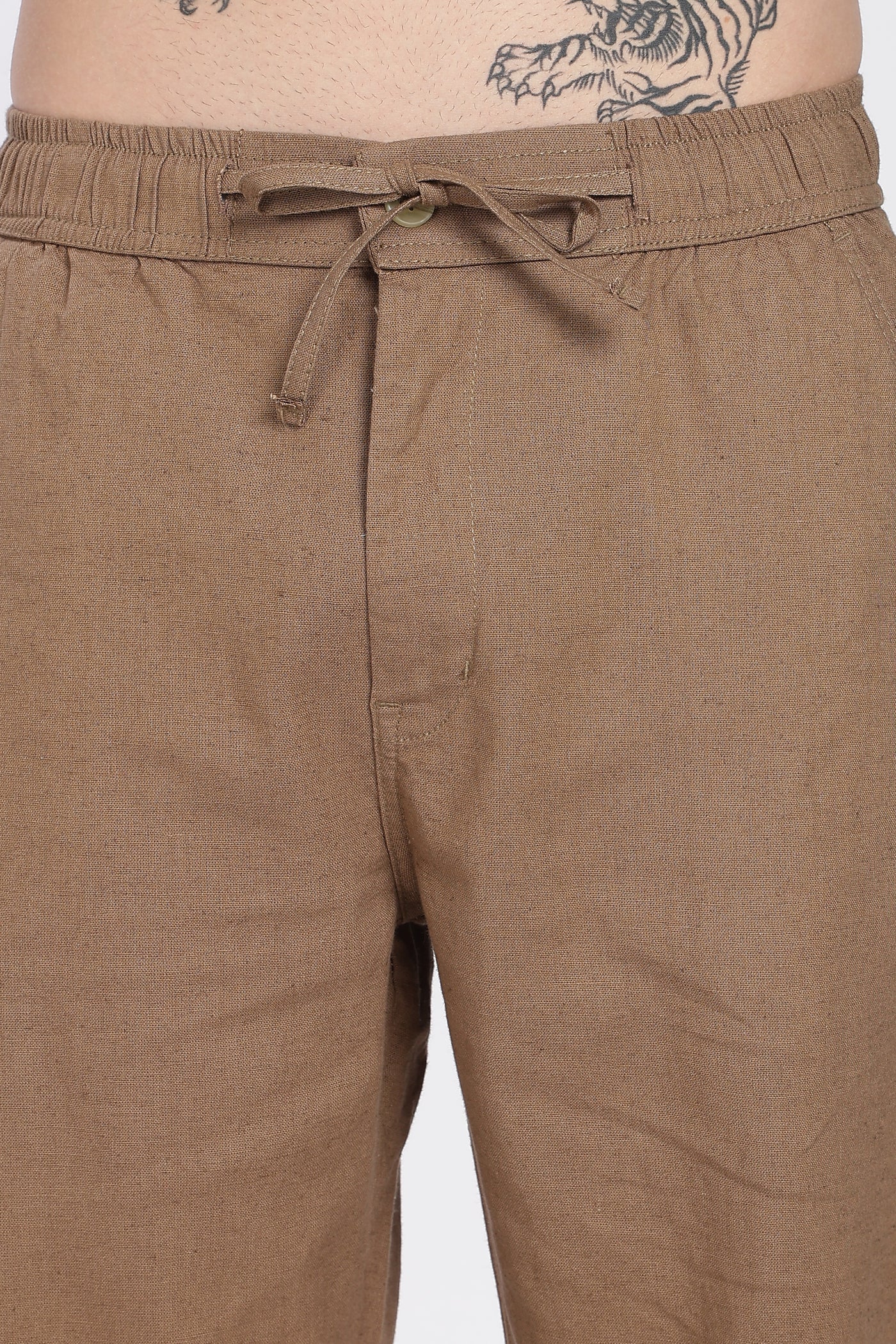 Men's Classic  Brown Linen Comfort Trousers