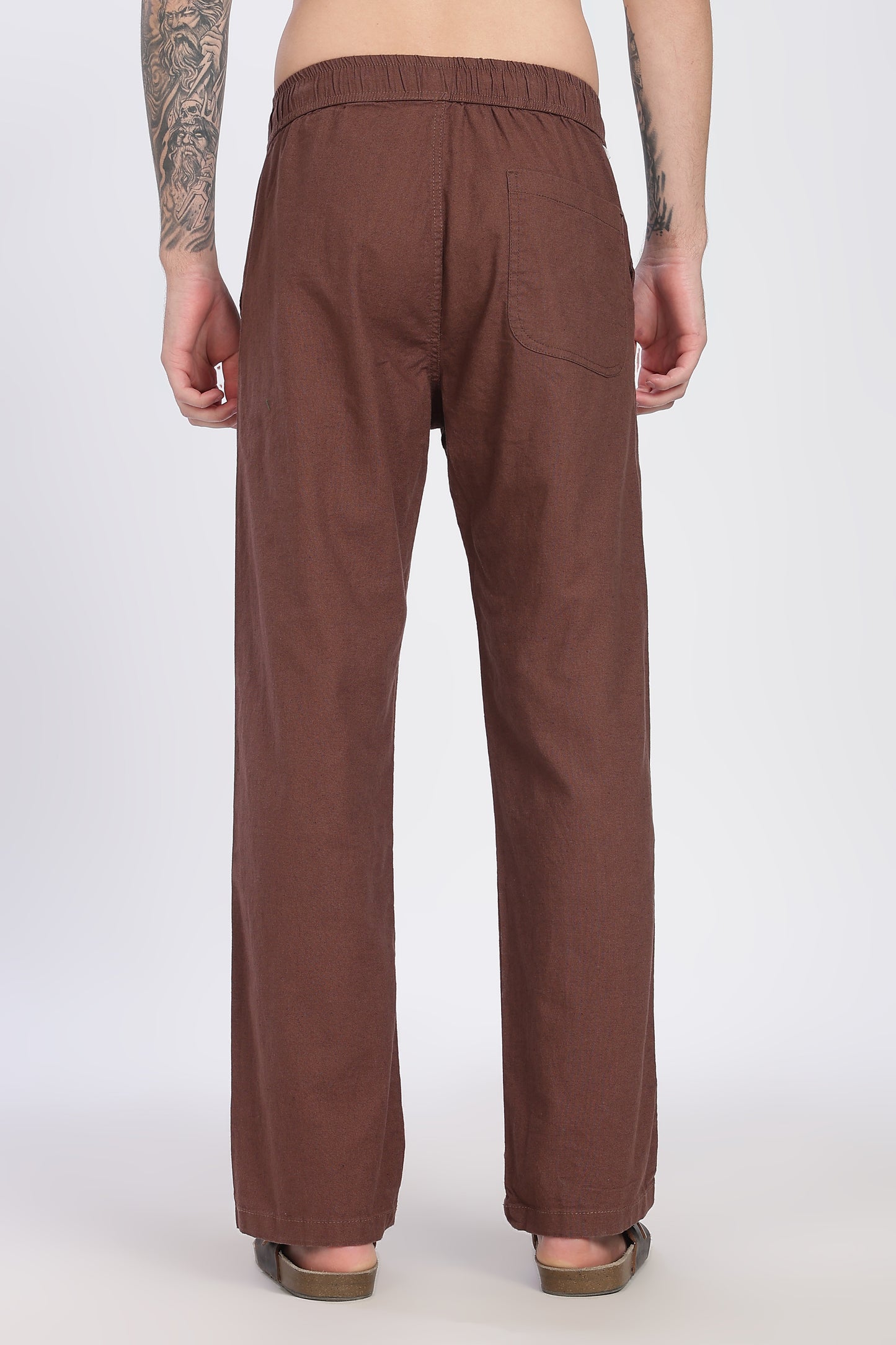 Men’s Cofee  Brown Linen Casual Trousers