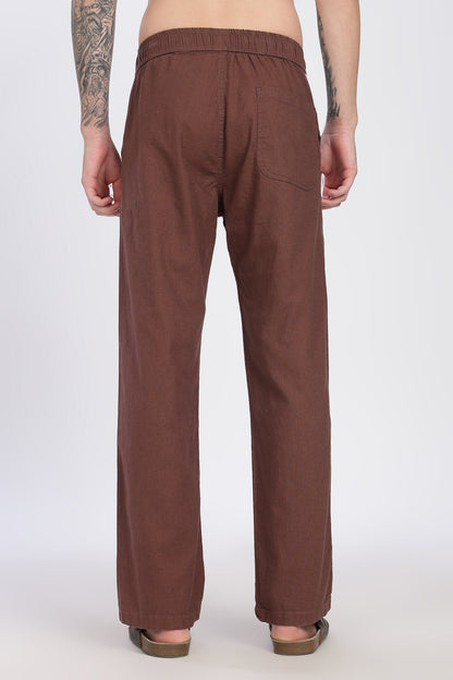 Men’s Cofee  Brown Linen Casual Trousers