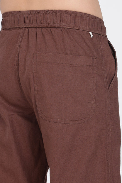 Men’s Cofee  Brown Linen Casual Trousers