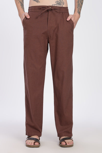 Men’s Cofee  Brown Linen Casual Trousers