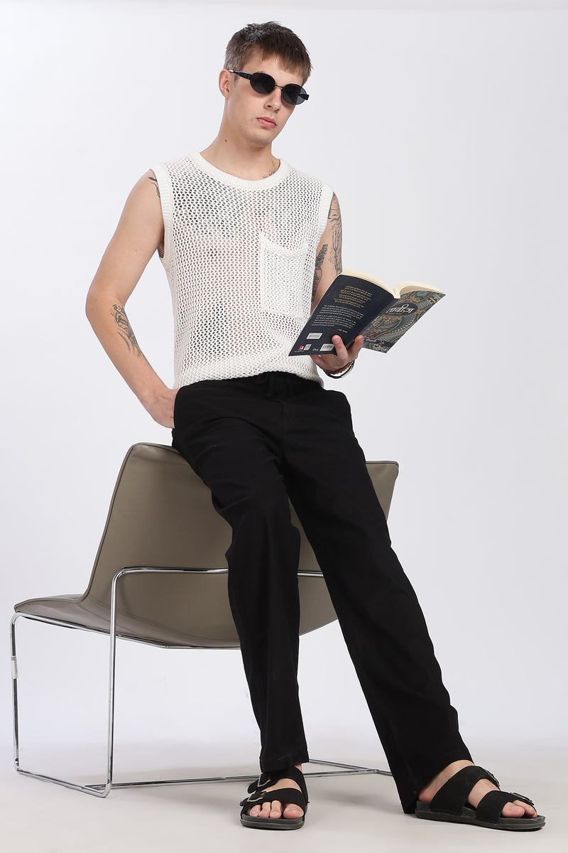 Men’s Black Linen Casual Trousers