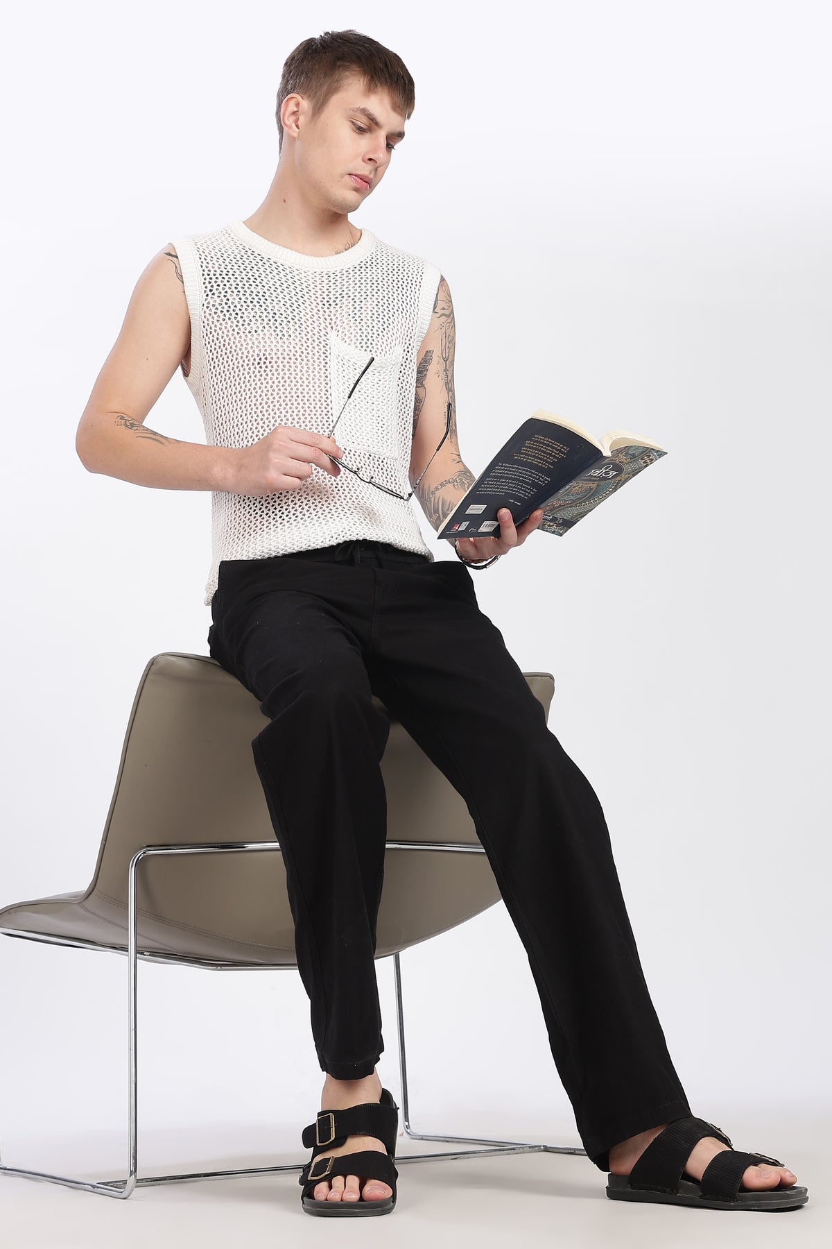 Men’s Black Linen Casual Trousers