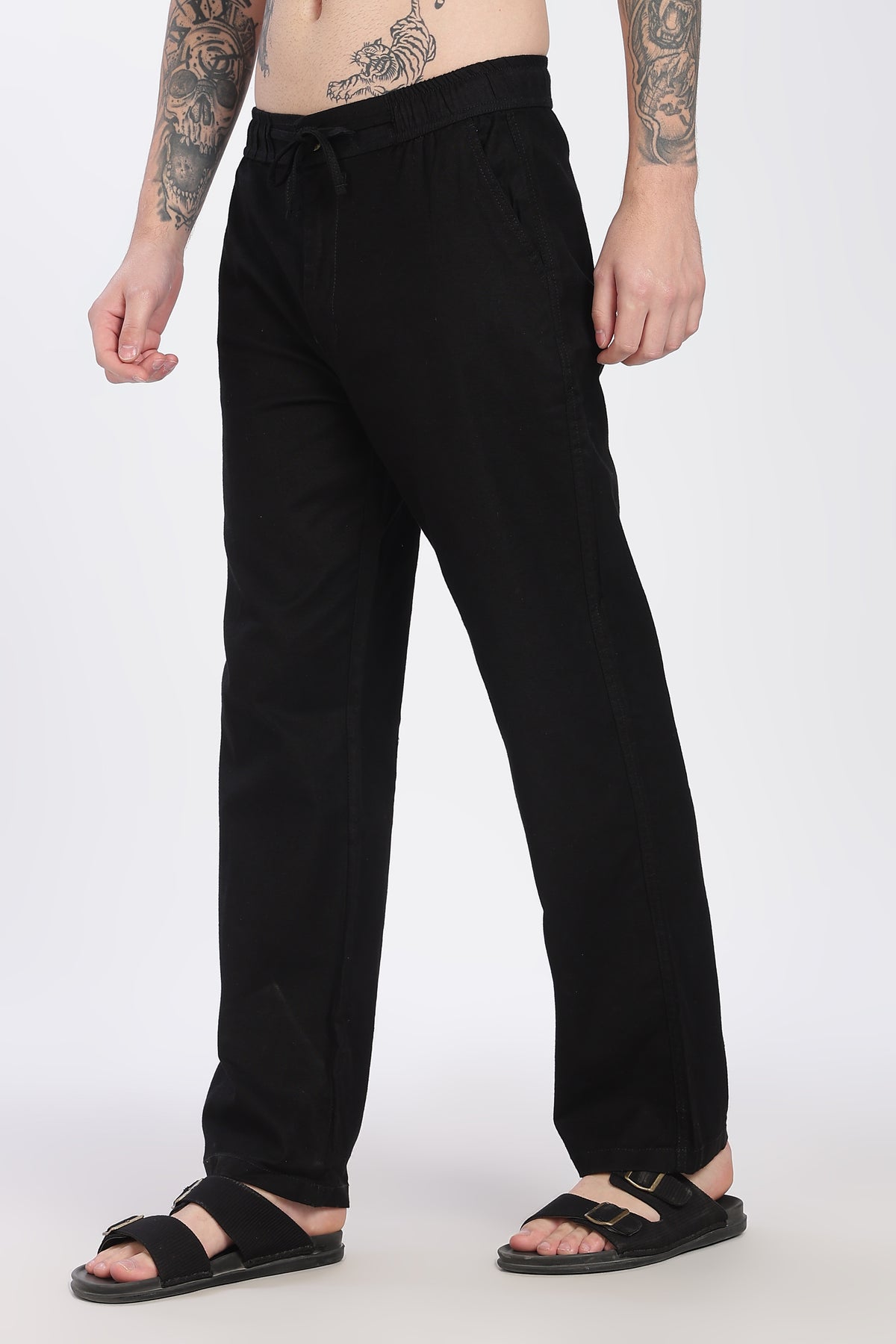 Men’s Black Linen Casual Trousers
