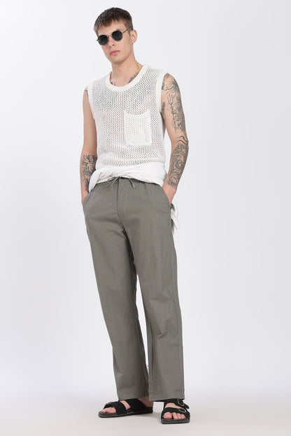 Greenish Grey Linen Pants