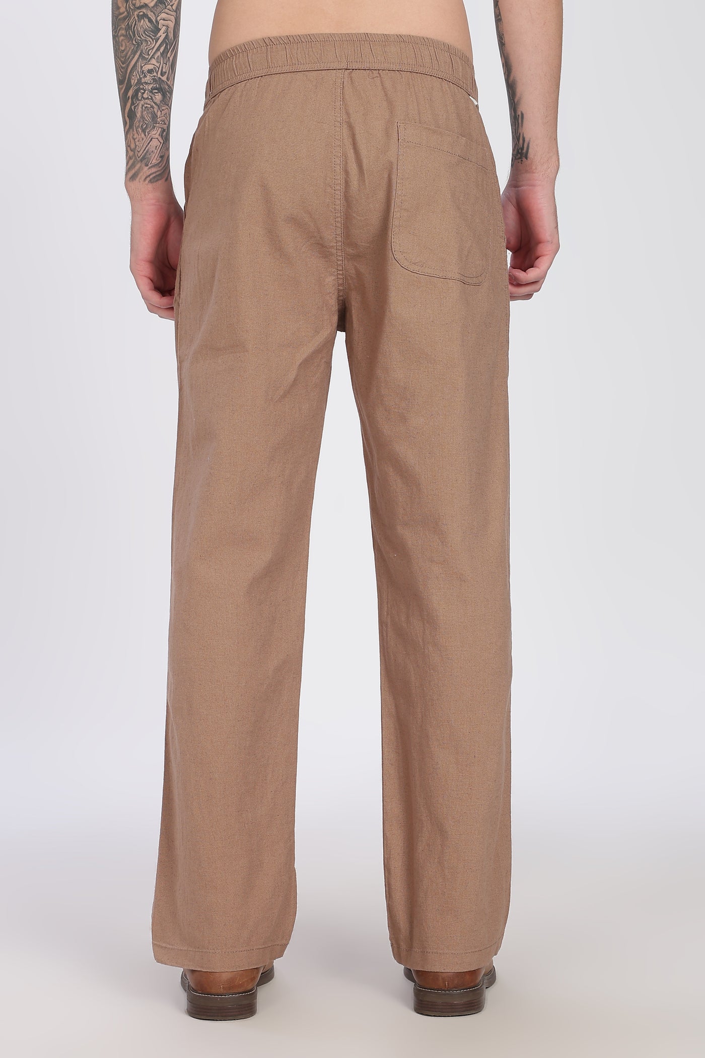 Men's Linen Light Brown  Comfort Trousers