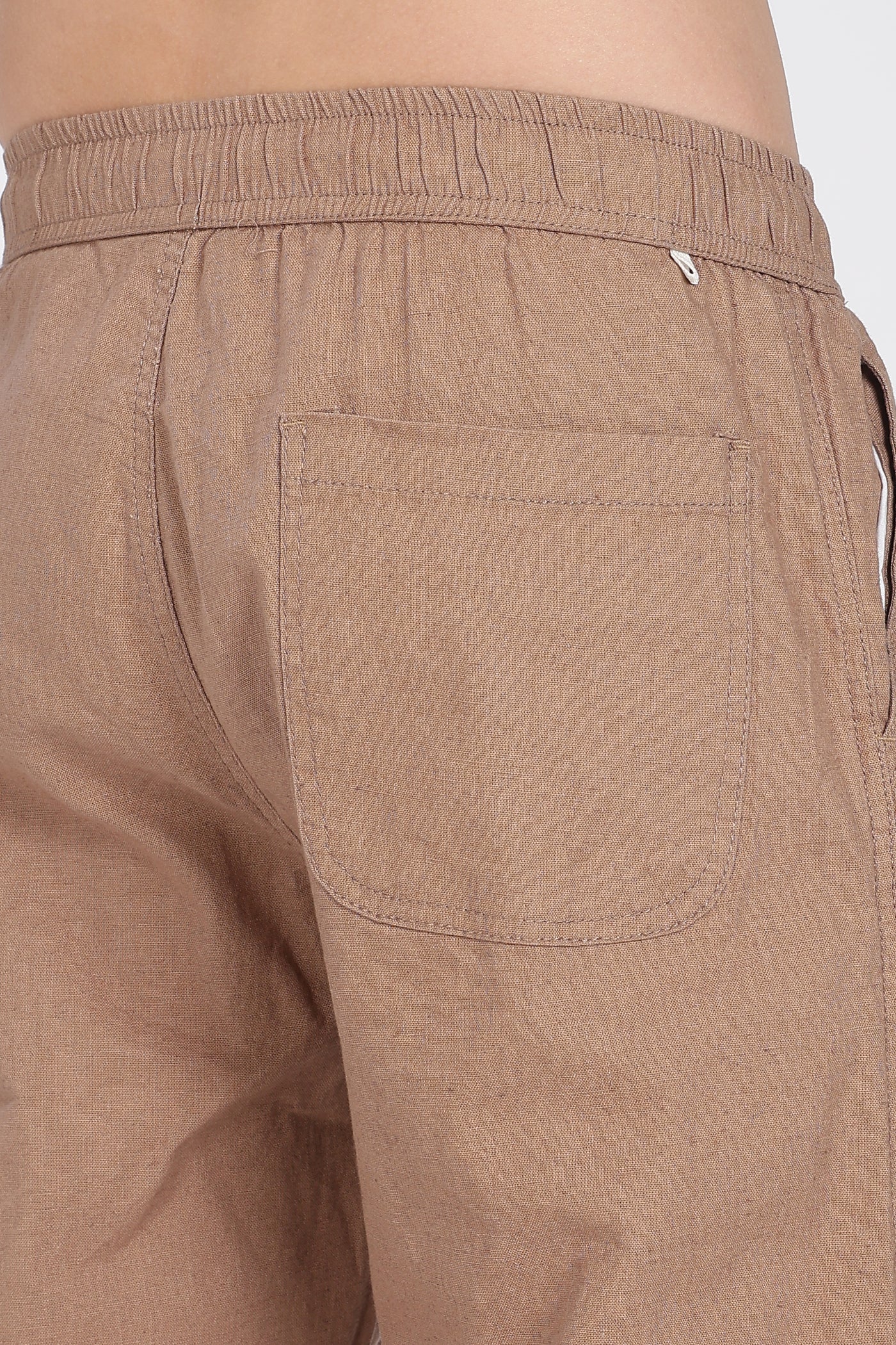 Men's Linen Light Brown  Comfort Trousers