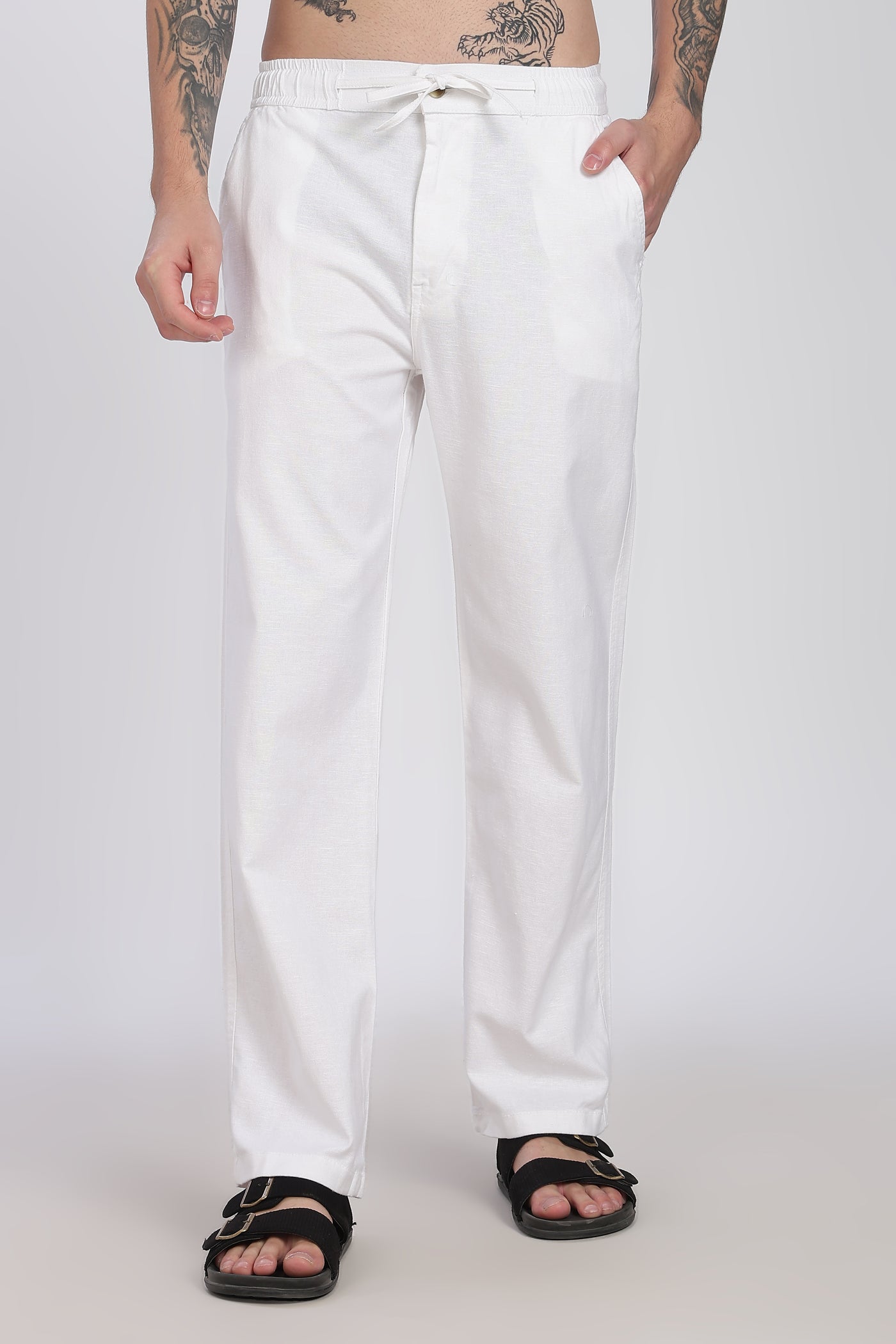 Men's Linen White Comfort Trousers