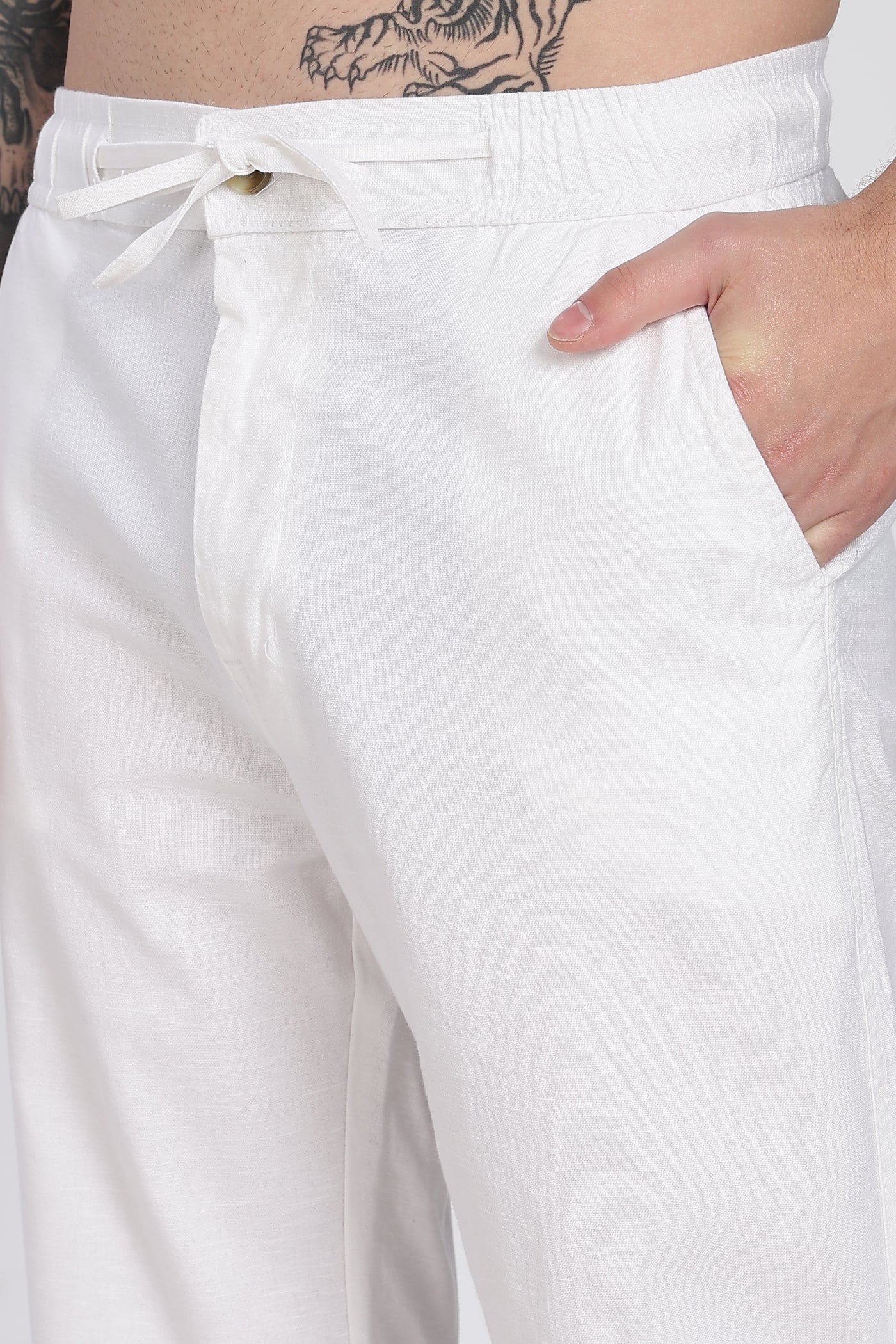 Men's Linen White Comfort Trousers