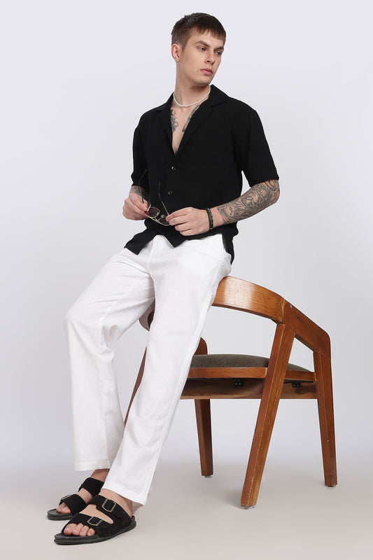 Men's Linen White Comfort Trousers