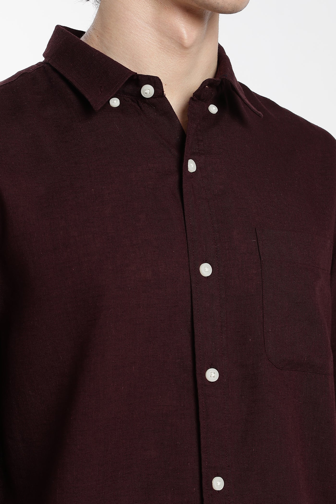 Men's Premium Linen Dark Maroon Shirt