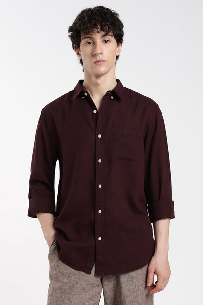 Dark Maroon  Linen Shirt