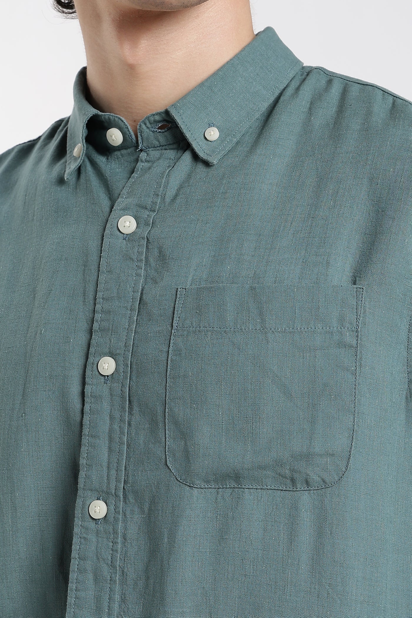 Men's Premium  Linen Sage Green Casual Shirt
