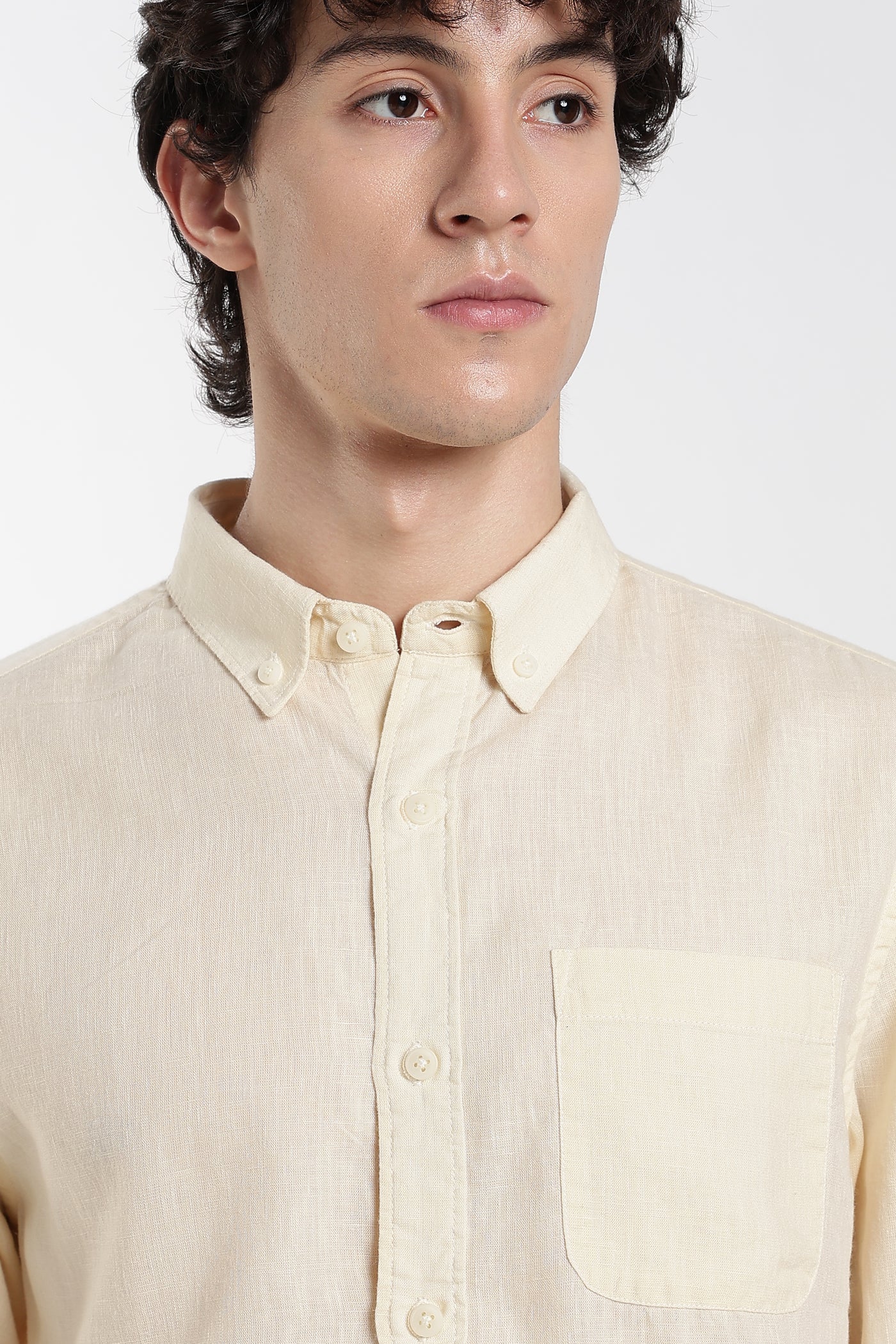 Men's Premium Linen Classic  Light  Cream Shirt