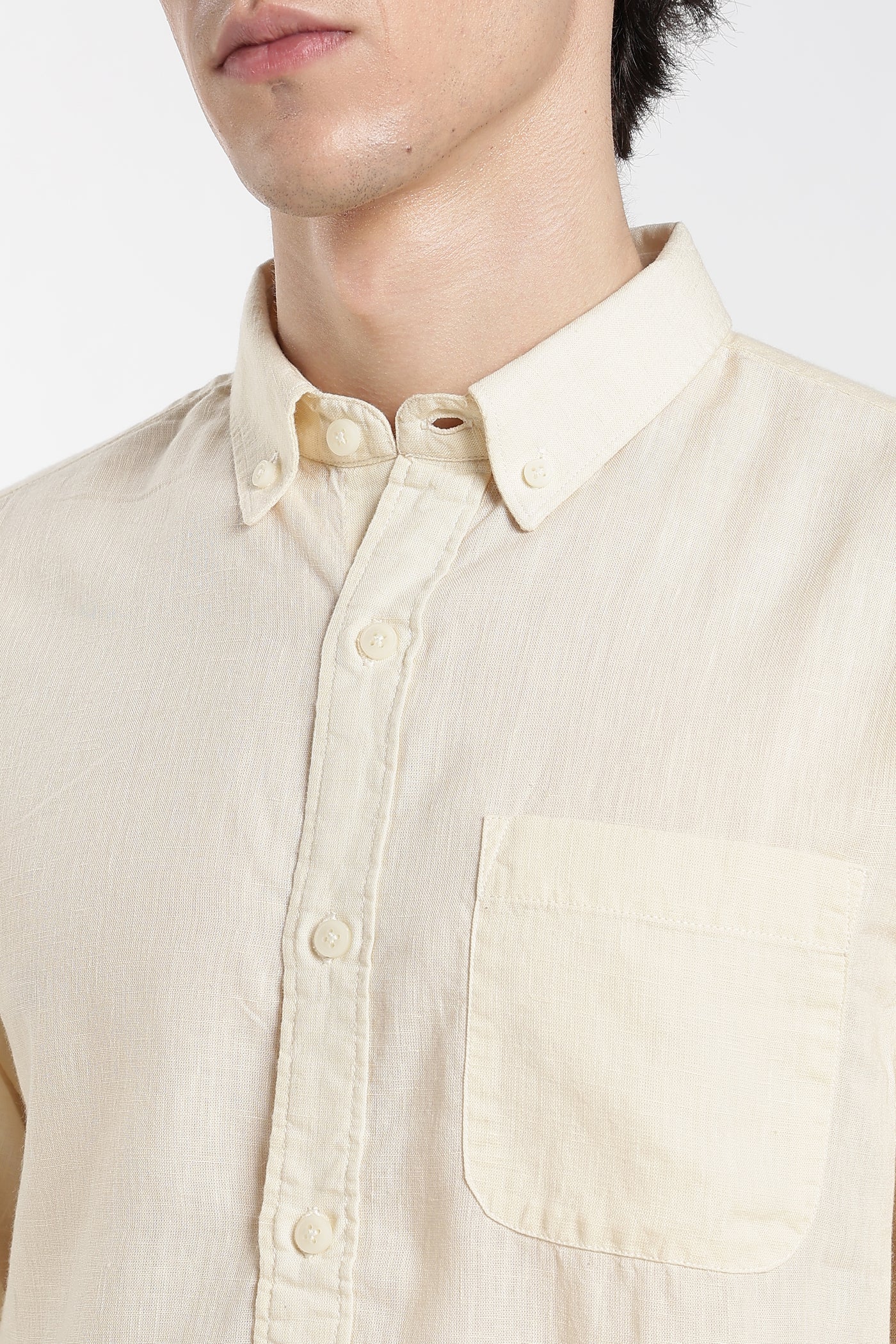 Men's Premium Linen Classic  Light  Cream Shirt