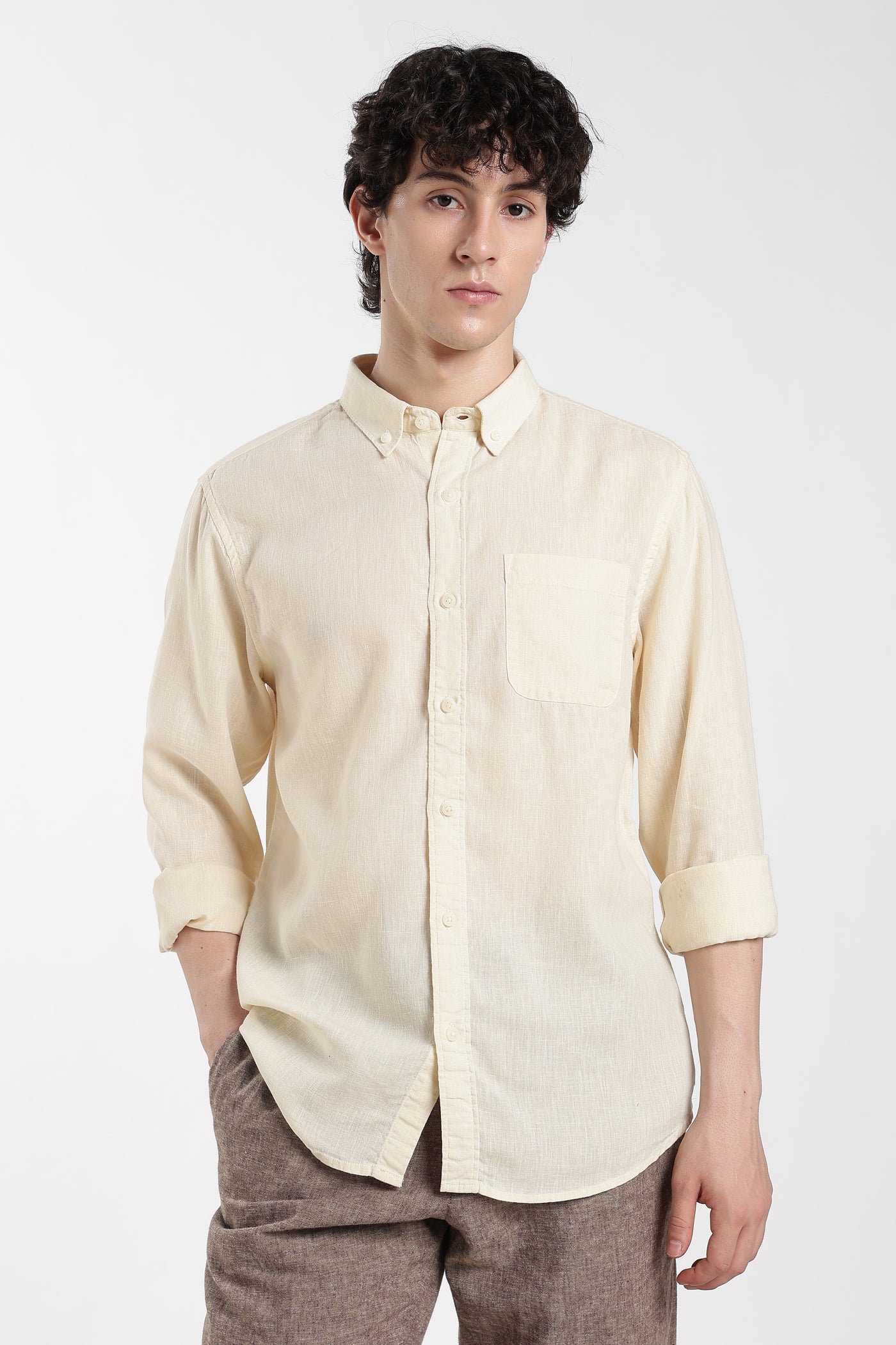 Men's Premium Linen Classic  Light  Cream Shirt