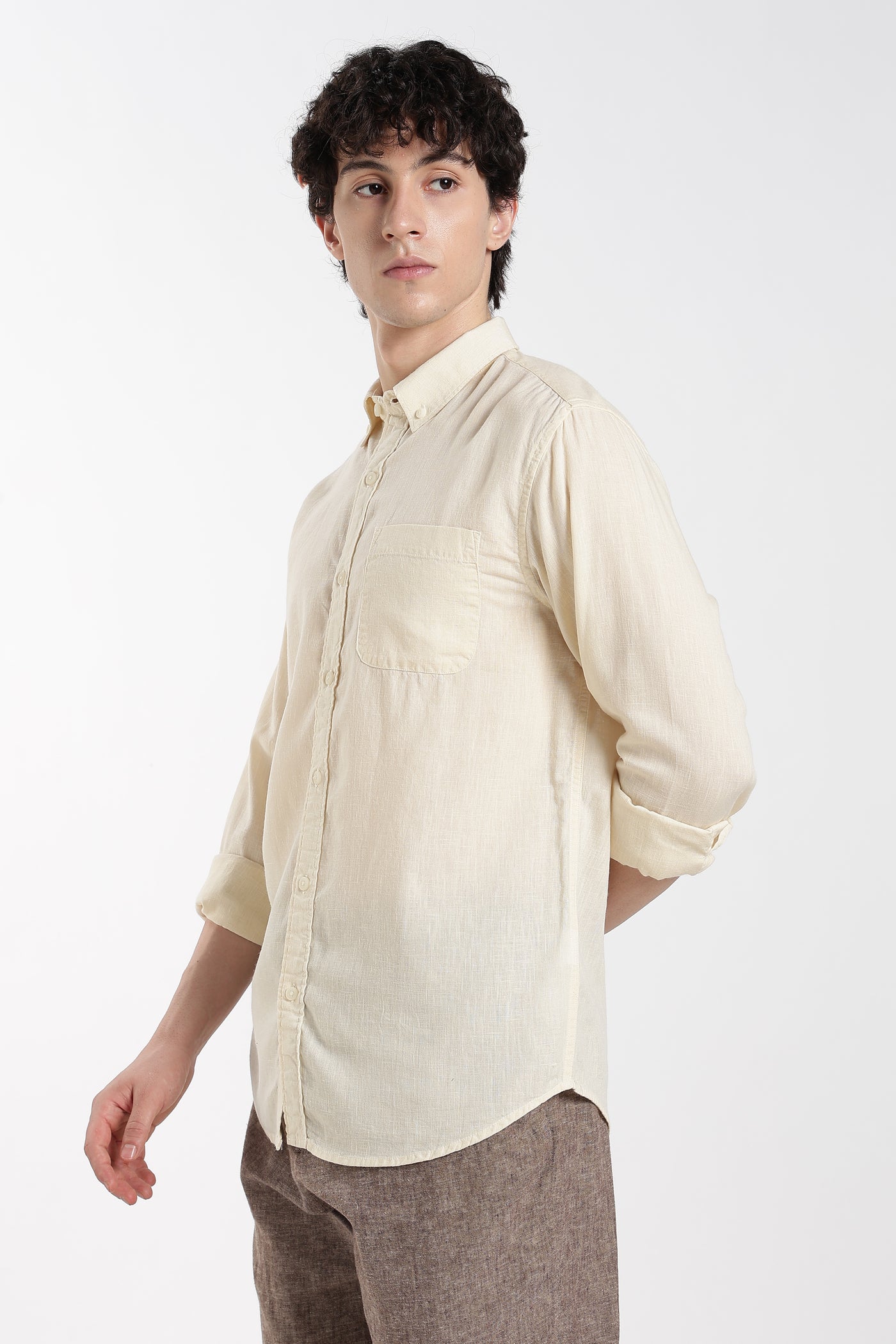 Men's Premium Linen Classic  Light  Cream Shirt