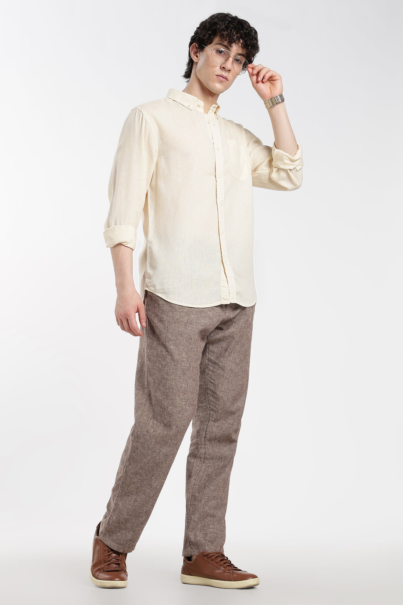 Men's Premium Linen Classic  Light  Cream Shirt