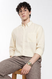 Men's Premium Linen Classic  Light  Cream Shirt
