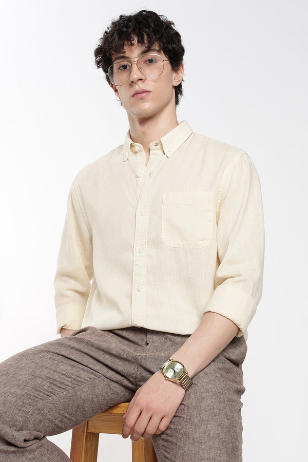 Men's Premium Linen Classic  Light  Cream Shirt