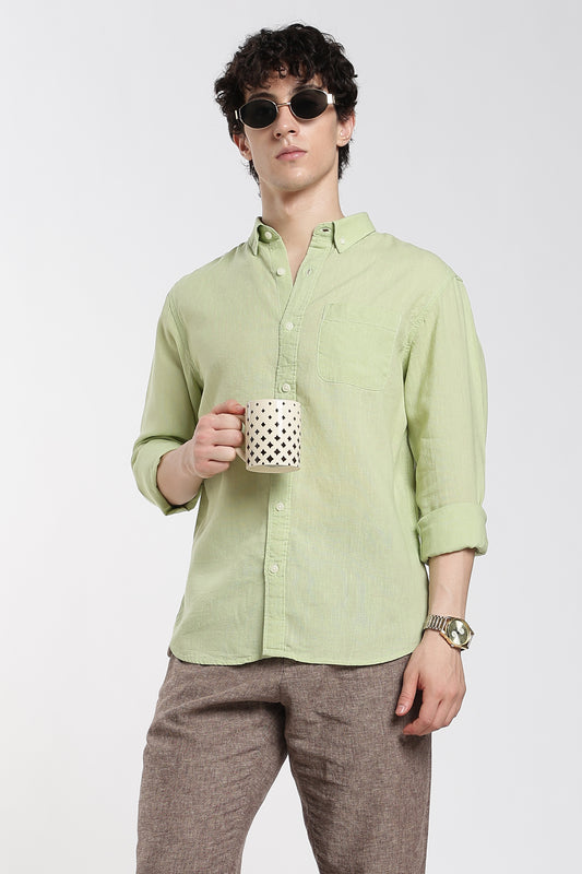 Men’s  Premium Linen Pastel Green  Shirt