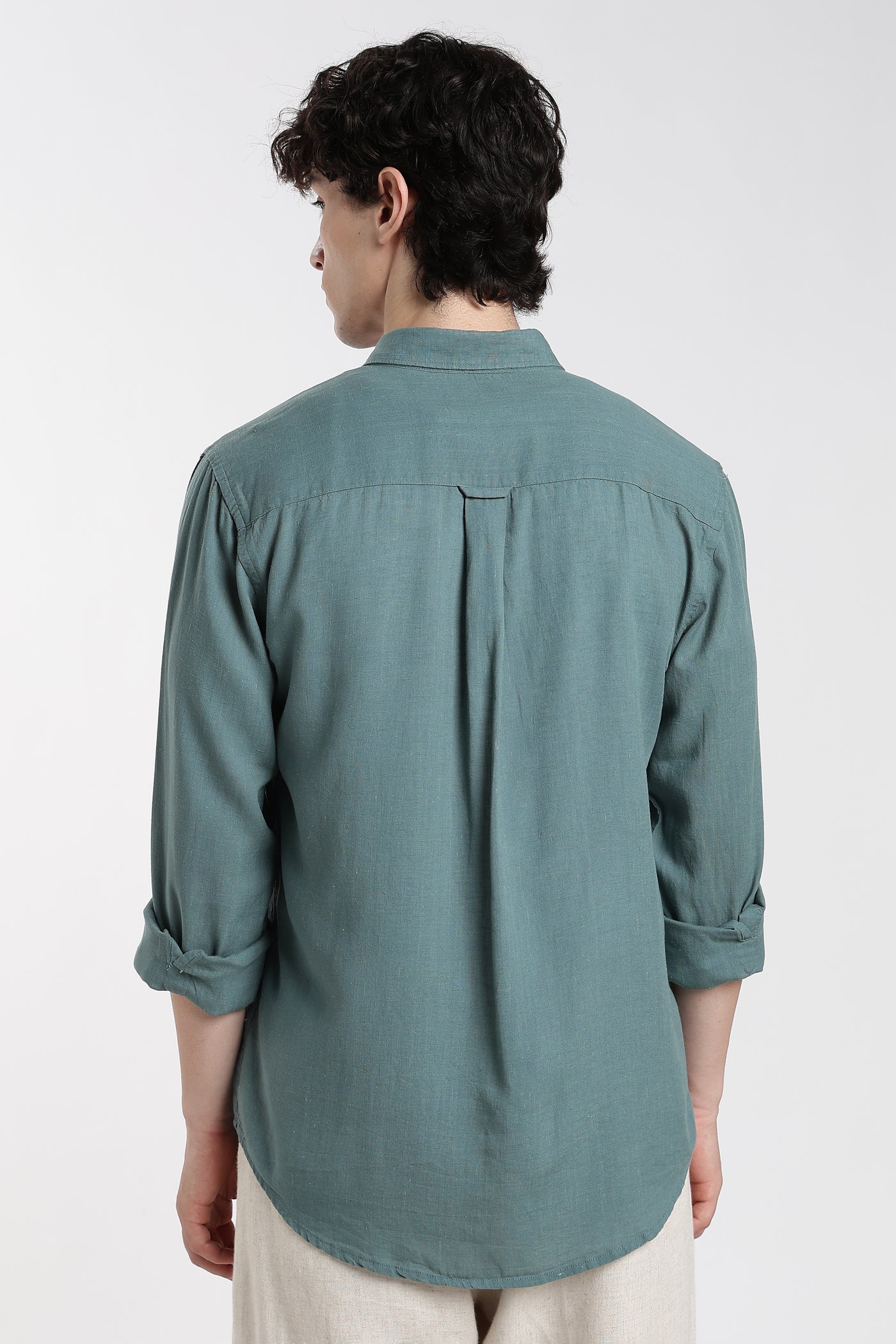 Men's Premium  Linen Sage Green Casual Shirt