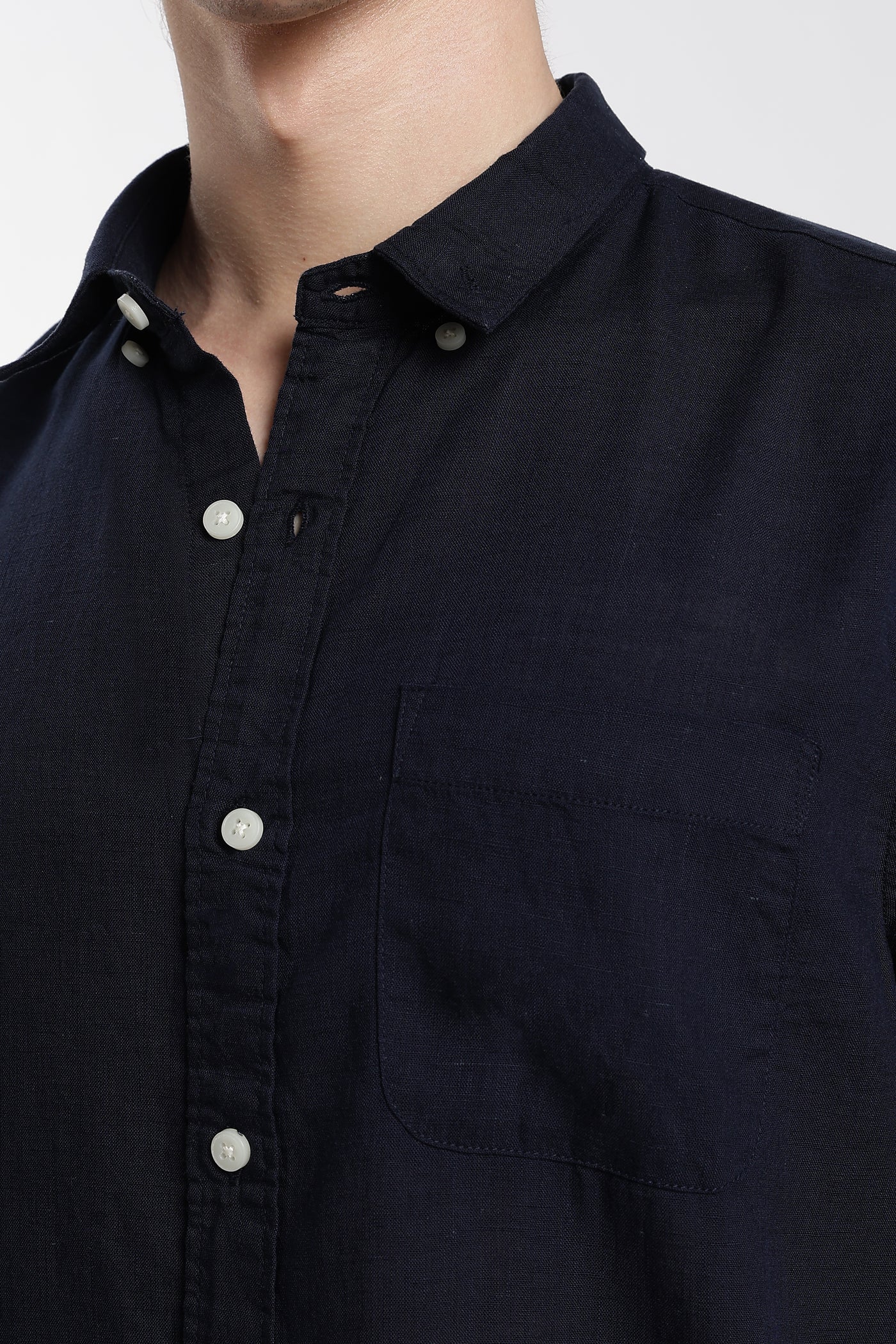 Men's Linen Premium Dark Navy Blue Shirt