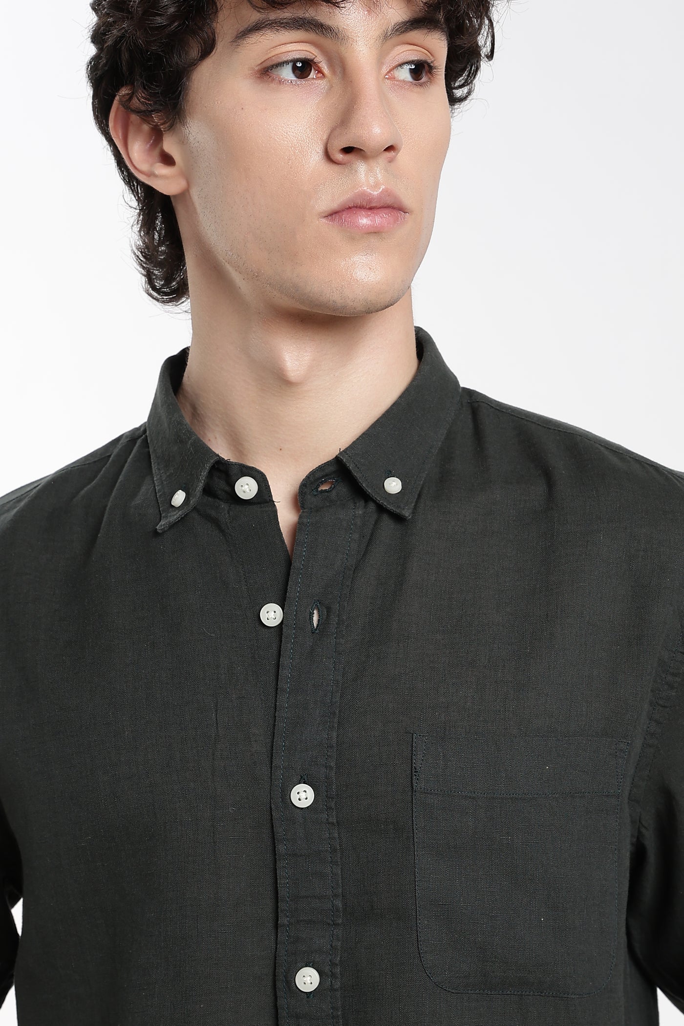 Men's Premium Linen Dark Forest Green Shirt
